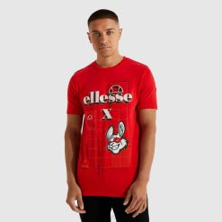Ellesse camiseta cibernética desajustada homens vermelho H6R6484 roupas