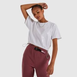 Ellesse camiseta com corte de amêndoa mulheres branco H6R6209 roupas