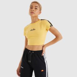 Ellesse camiseta cropped latus mulheres amarelo H6R6208 roupas