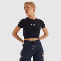 Ellesse camiseta cropped latus mulheres preto H6R6206 roupas
