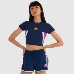 Ellesse camiseta cropped mathia mulheres marinha H6R6216 roupas