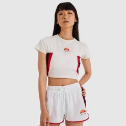 Ellesse camiseta cropped mathia mulheres off white H6R6217 roupas