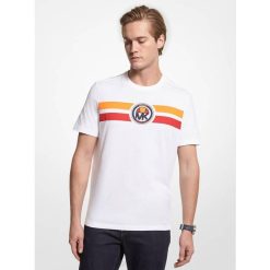 Ellesse camiseta de algodão com listras mk homens logotipo H6R6393 roupas
