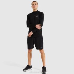 Ellesse top bovaro com zíper 1/2 homens preto H6R6330 roupas